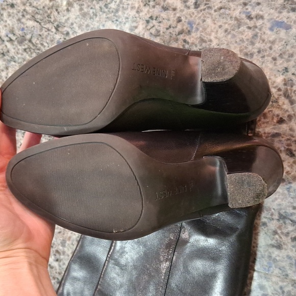 "NINE WEST" Above the knee black leather boots. SZ. 7.5 genuine leather. Perfect - Picture 11 of 17